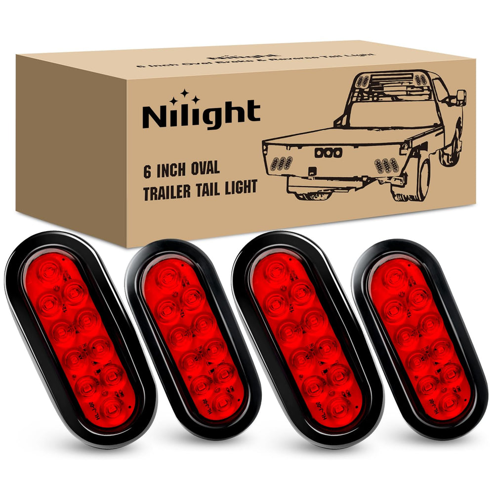Nilight front view of oval LED taillight showing bright red signal and improved visibility