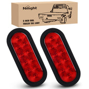 Nilight front view of oval tail light showing bright red lens and improved visibility