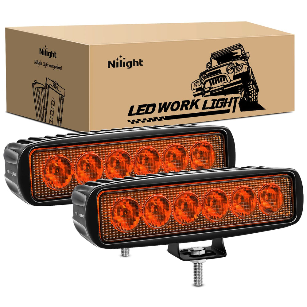 Nilight front view of two amber light bars showing compact profile and strong throw