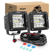 Nilight front view of two 3-inch LED cubes showing durable housing and bright lenses