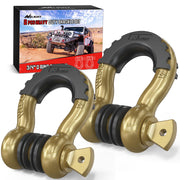 Nilight front view showing two shackles and packaging, durable recovery hardware