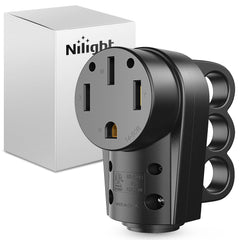 Nilight front view of 50A female plug showing NEMA 14-50R face and safe connection
