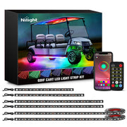 Nilight front view of golf cart underglow showing bright accent lighting and improved visibility