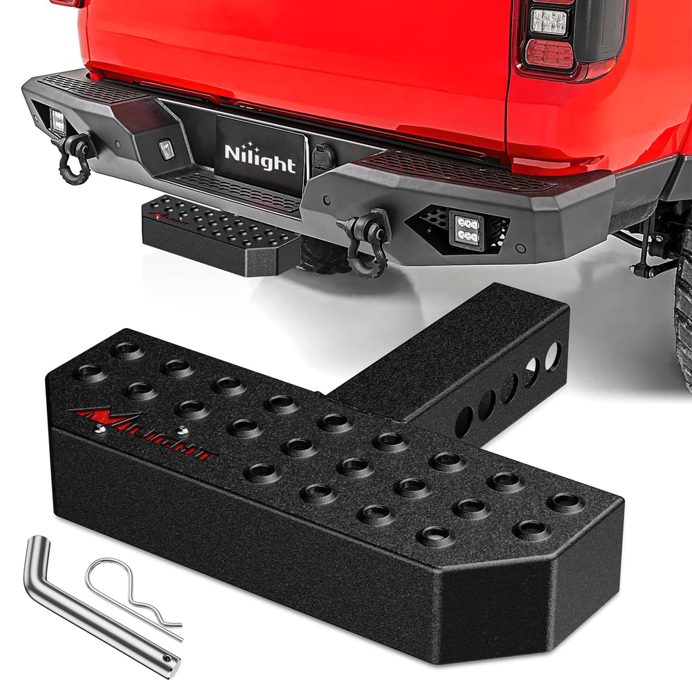 Nilight hitch step front view showing sturdy tread and safe footing benefit