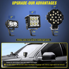 Nilight brackets installed driver side demonstrating secure light mounting benefit