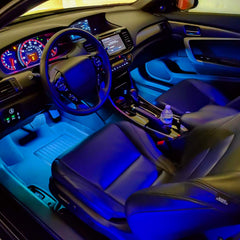 Nilight installed in car footwell creating ambient mood lighting