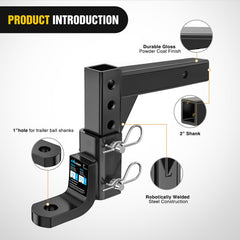 Nilight ball mount installed in a 2-inch receiver demonstrating simple fit and security