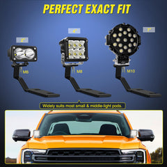Nilight brackets mounted on Ford Ranger hood demonstrating no-drill installation benefit