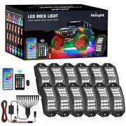 Nilight front view of rock lights showing bright wide-angle beam and vibrant color options