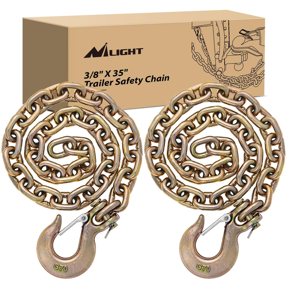 Nilight front view of 3/8"x35" chains showing rugged build and reliable backup