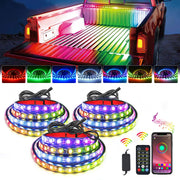 Nilight front view of 60-inch RGB-IC truck bed light strip showing full coverage for safer loading