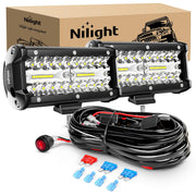 Nilight front view of ZH303 pods showing LEDs and benefits of bright output