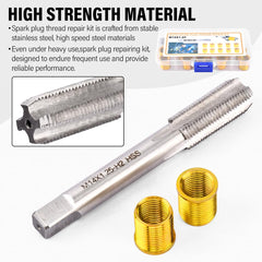 NINEFOX high-speed steel tap close-up showing cutting flutes for precise rethreading