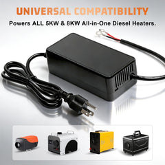 Niutudza adapter mounted in an RV providing steady shore power for diesel heater