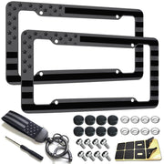 NJNYLLC front view of black American flag license plate frame showing bold patriotic styling
