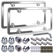NJNYLLC chrome license plate frame front view showing polished finish and sleek look
