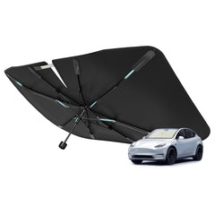 Nmoiss umbrella sunshade front view showing full windshield coverage and quick installation benefit