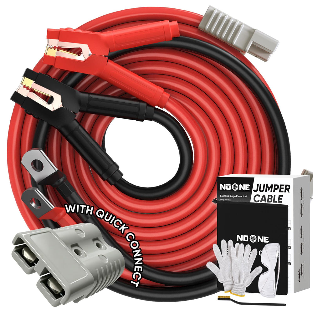 NOONE front packaging showing the 2/0 gauge jumper cables and kit benefits