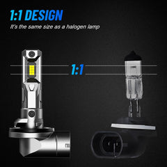 NOVSIGHT side profile illustrating the 1:1 mini size and compact fit for tight fog housings