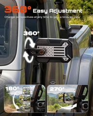NOVSIGHT breakaway hinge demonstrating impact protection on trail obstacles