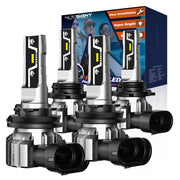 NOVSIGHT front view pack of four LED fog bulbs showing compact design and quick upgrade