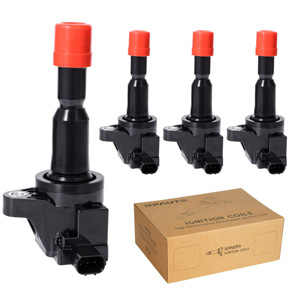 NPAUTO ignition coil pack front view showing four coils and fitment benefits
