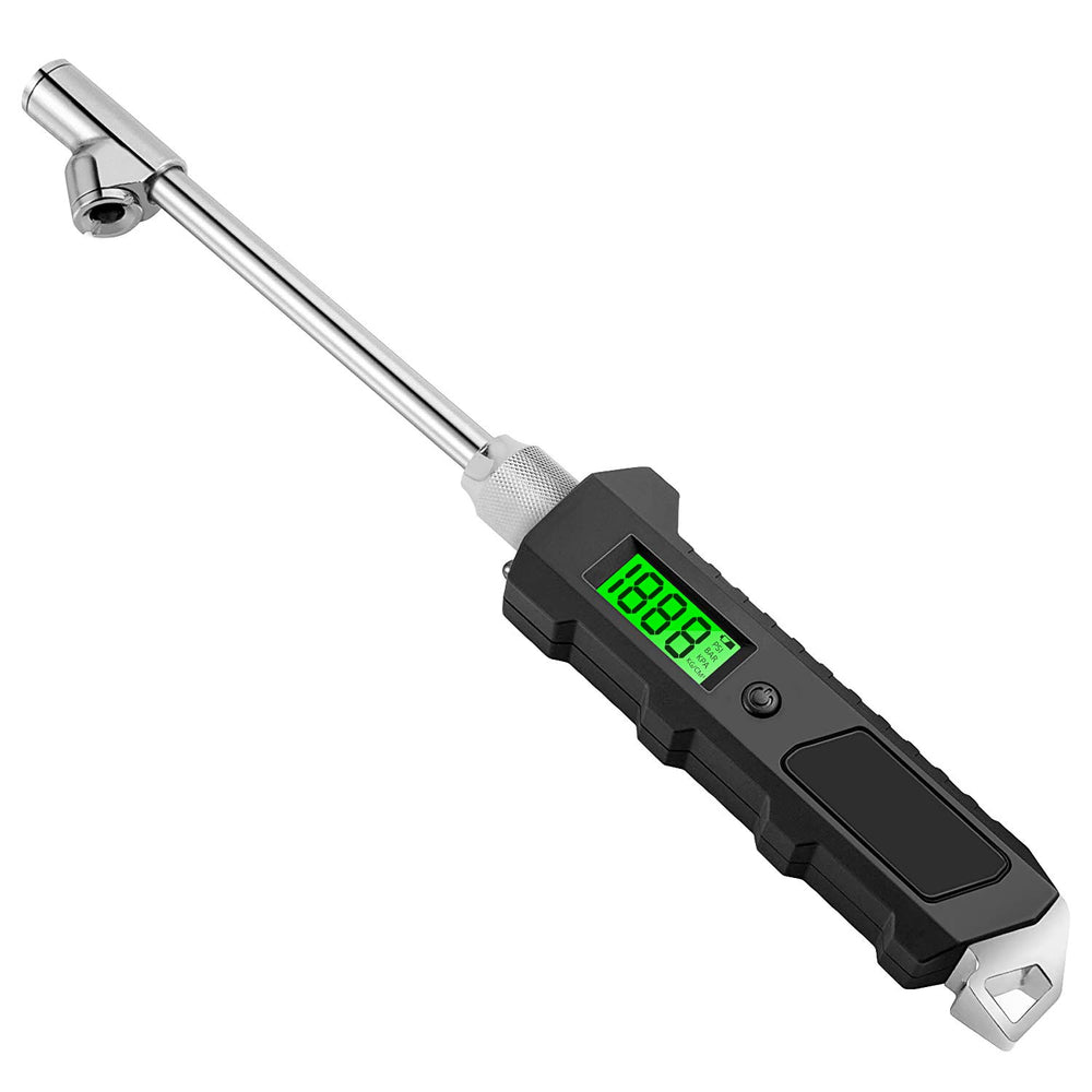 Number-one front view of gauge showing ergonomic handle and full length benefit quick grip