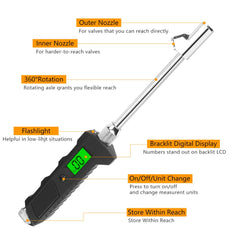 Number-one close-up of rotatable dual head showing flexible access to valves for convenience