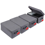 NUSWOR front view of grey DVD box showing neat storage benefit