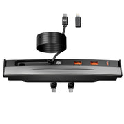 Nycetek front panel in Tesla center console showing clean installation and fast charging benefits