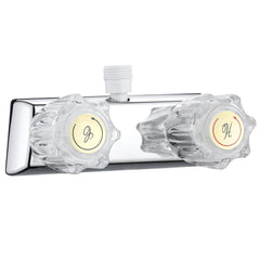 OasisFlow front view of RV shower faucet showing compact design and easy control