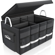 Oasser front view of large trunk organizer showing sturdy box and lid for organized storage