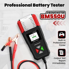 OBDMONSTER thermal printer output printing battery diagnostic report for records