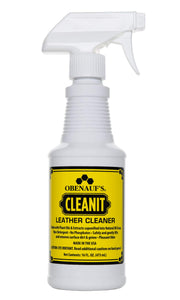 Obenauf's Cleanit 16oz spray bottle front view showing label and spray nozzle, easy cleaning