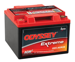 Odyssey AGM28L front label showing model and benefits for reliable starts
