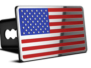 OGYE American flag hitch cover front view showing patriotic styling and curb appeal