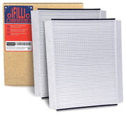 OIFILLIO front view cabin filter packaging showing fit for Volvo trucks and clear labeling benefit