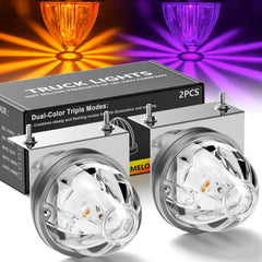 Okerny front view of dual-color watermelon lights showing bright output and compact profile