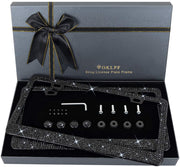 OKLPF front view black bling frame showing full sparkle and curb appeal