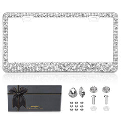 OKLPF front view white rhinestone frame showing glamorous finish and refined accent