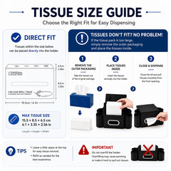 Oktree tissue box slot detail showing easy access to tissues for passengers