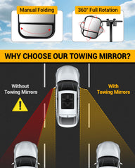 OlaVeg mounted on SUV driver side improving rear visibility while towing