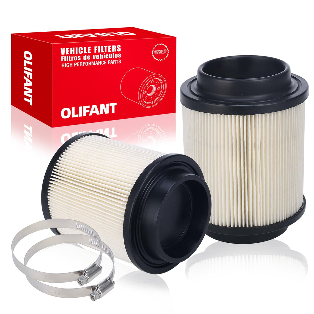 OLIFANT 1262218 front view showing both filters and clamps, clear fitment information