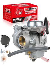 OLIFANT carburetor front view showing throttle bore and secure fit, improves throttle control
