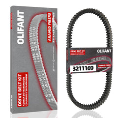 OLIFANT front view of drive belt packaging showing fit and model compatibility