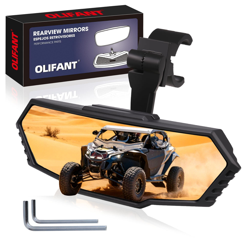 OLIFANT front-facing mirror mounted on roll cage expands rear visibility