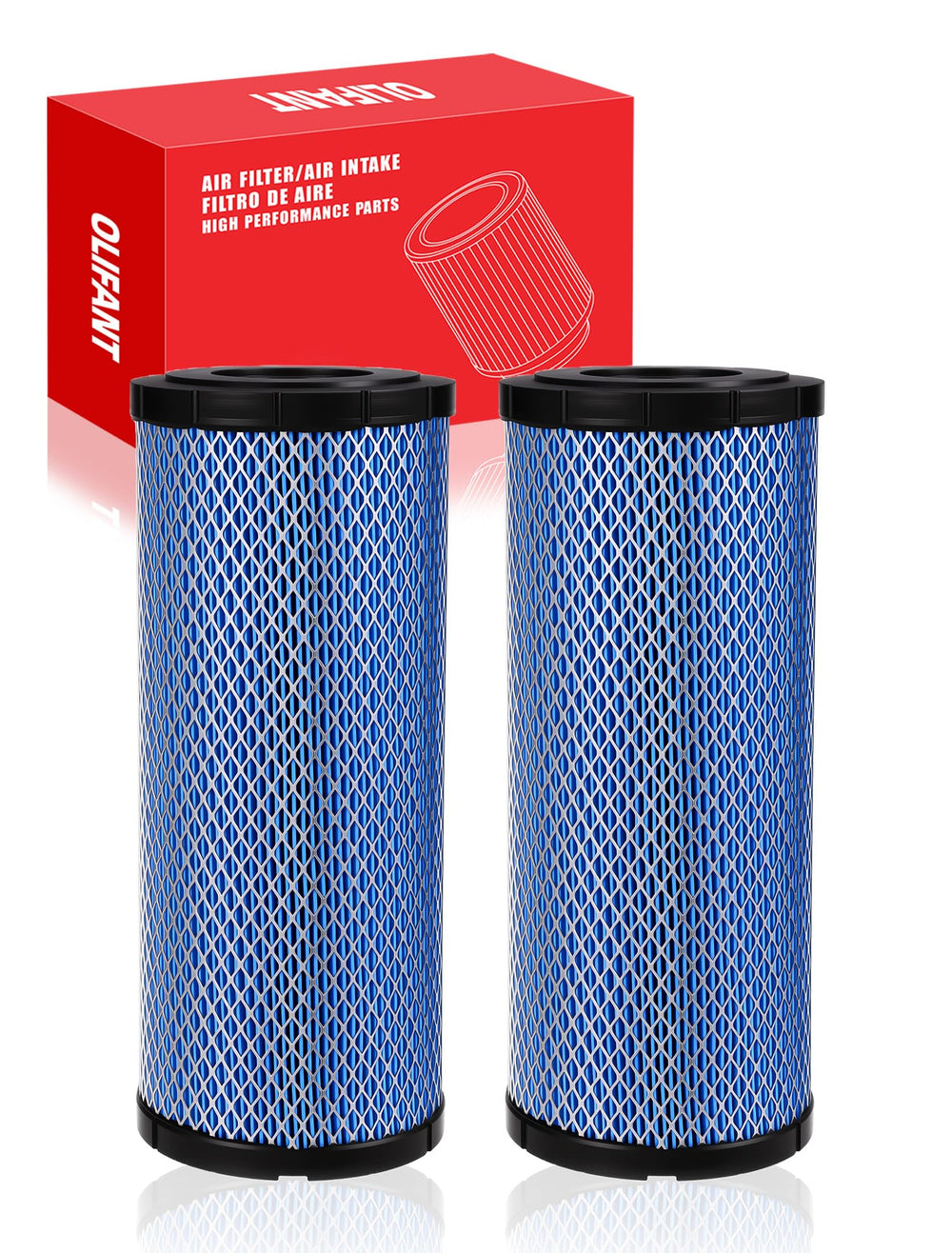 OLIFANT front view of replacement air filter showing clean design and fit