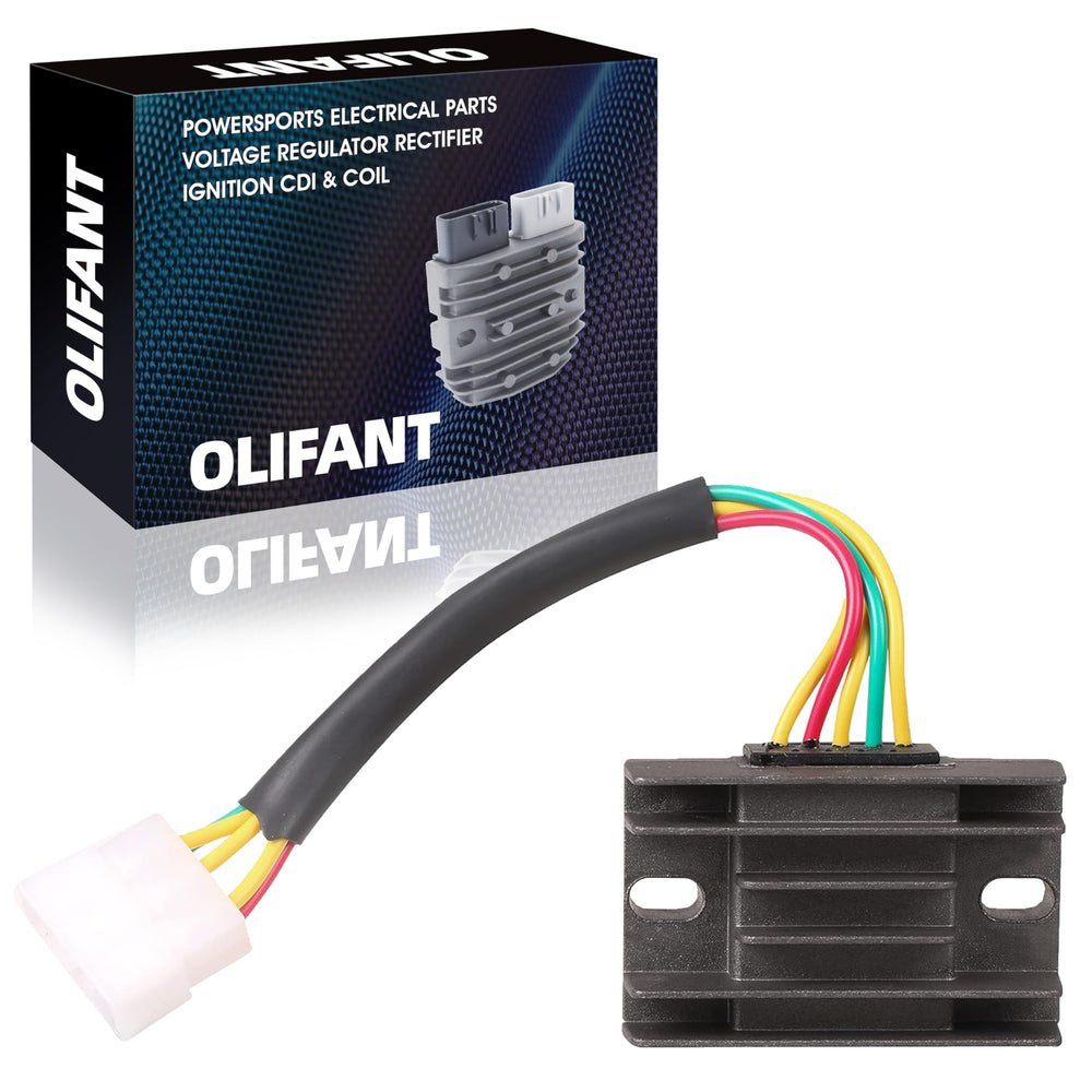 OLIFANT front view of regulator rectifier showing mounting points and compact profile benefit