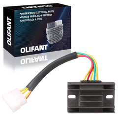 OLIFANT front view of regulator rectifier showing mounting points and compact profile benefit
