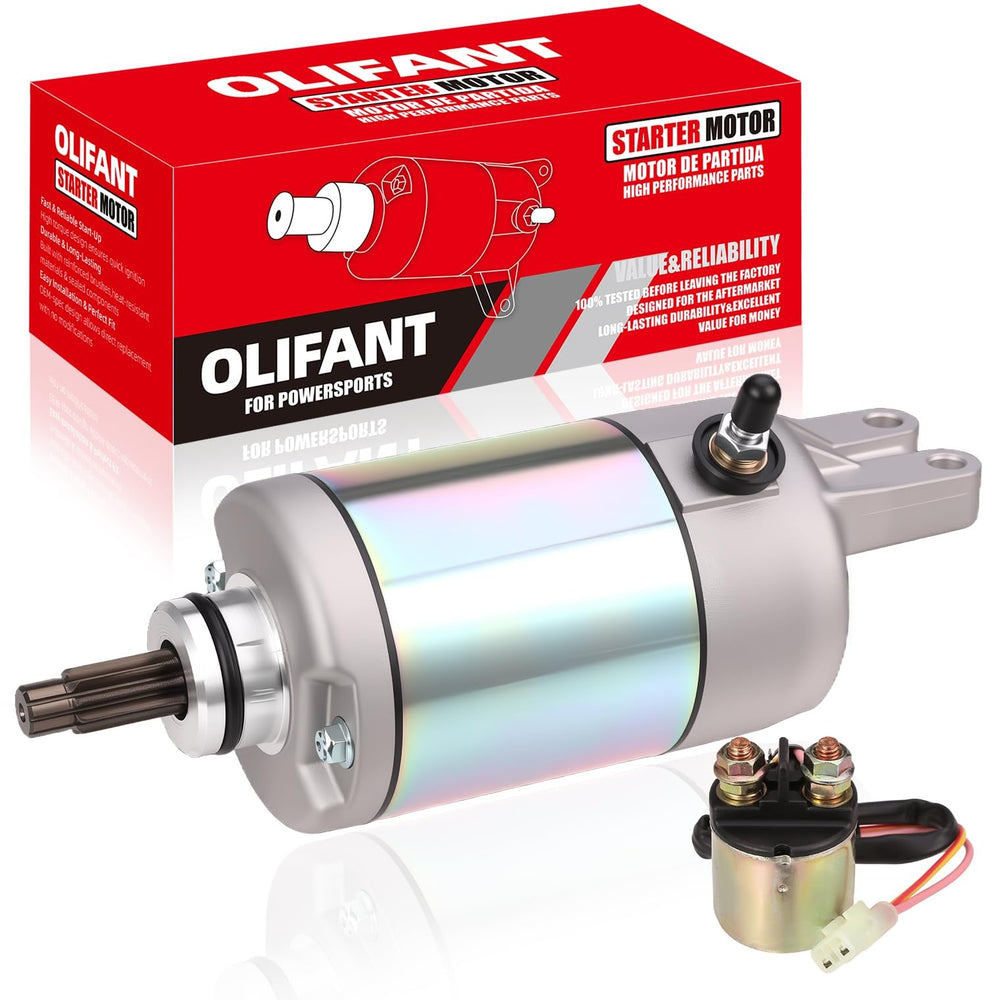 OLIFANT starter front view showing mounting ports and fitment benefit